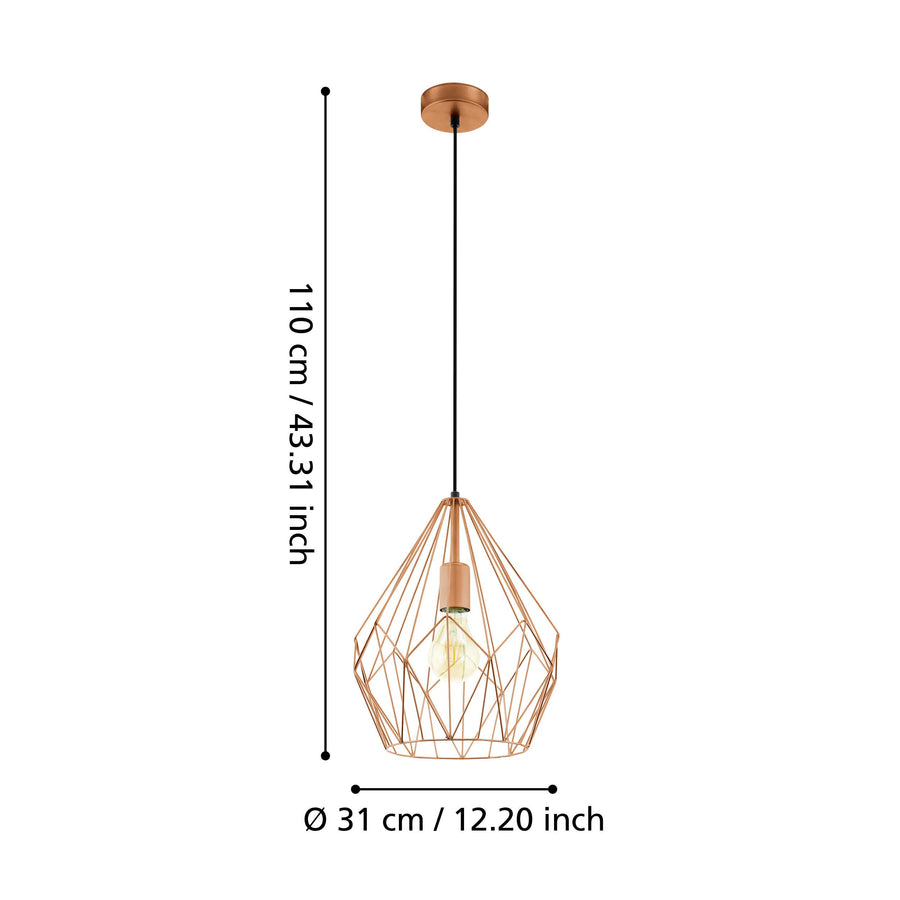 Schéma de dimensions : hauteur totale 110 cm et diamètre 31 cm