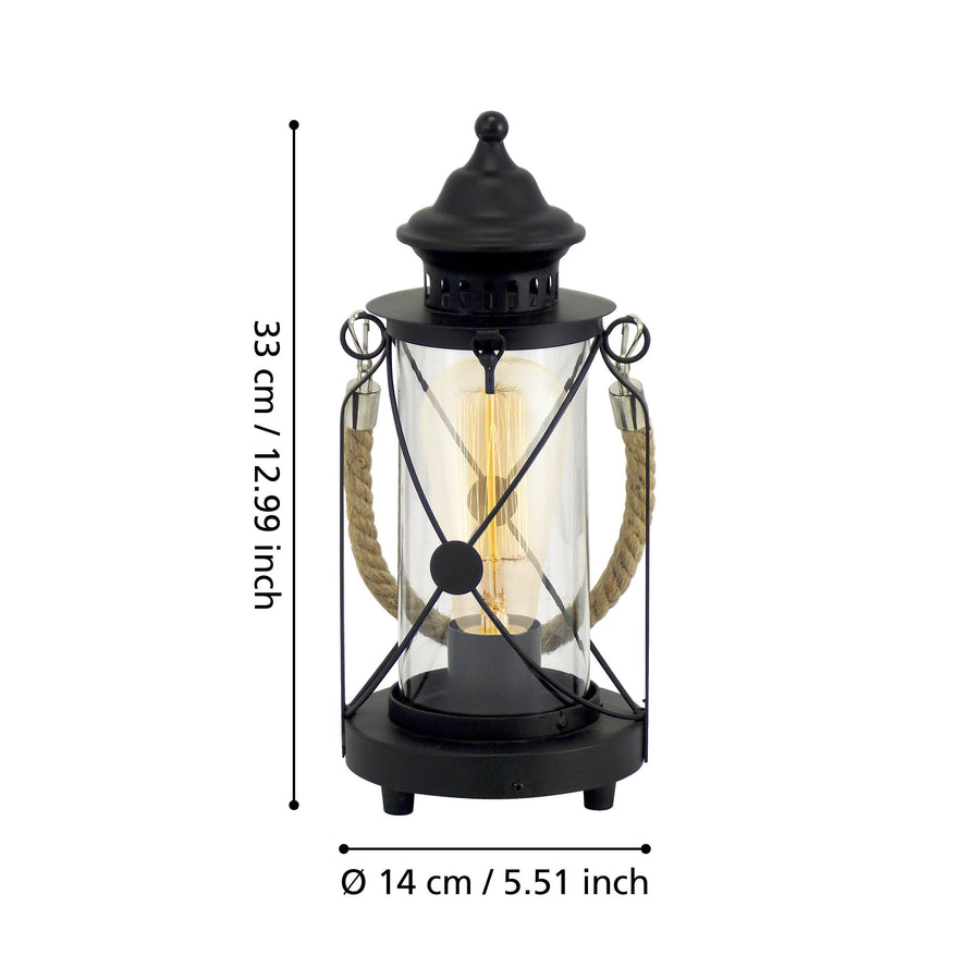 Lampe à poser Bradford noire, verre