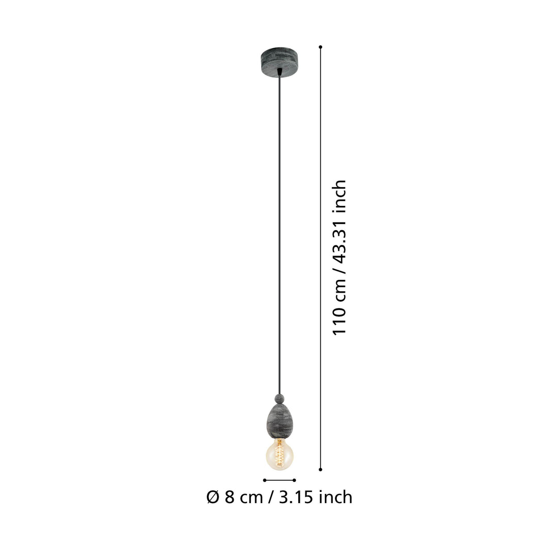 Suspension Avoltri bois et noire (49378)
