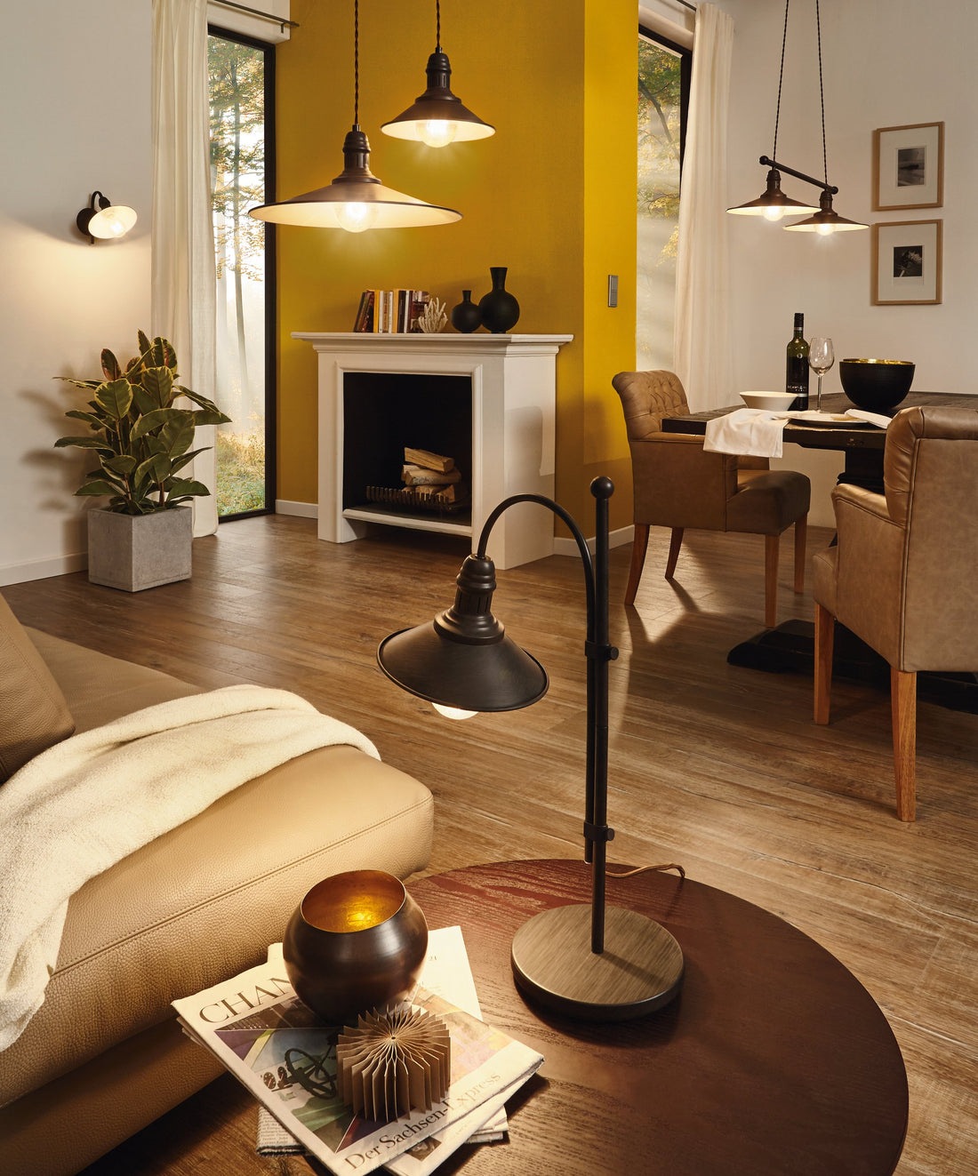 Suspension Stockbury marron et beige