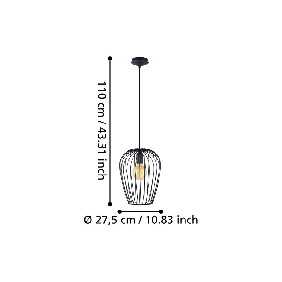 Schéma de dimensions : hauteur totale 110 cm et diamètre 27,5 cm.
