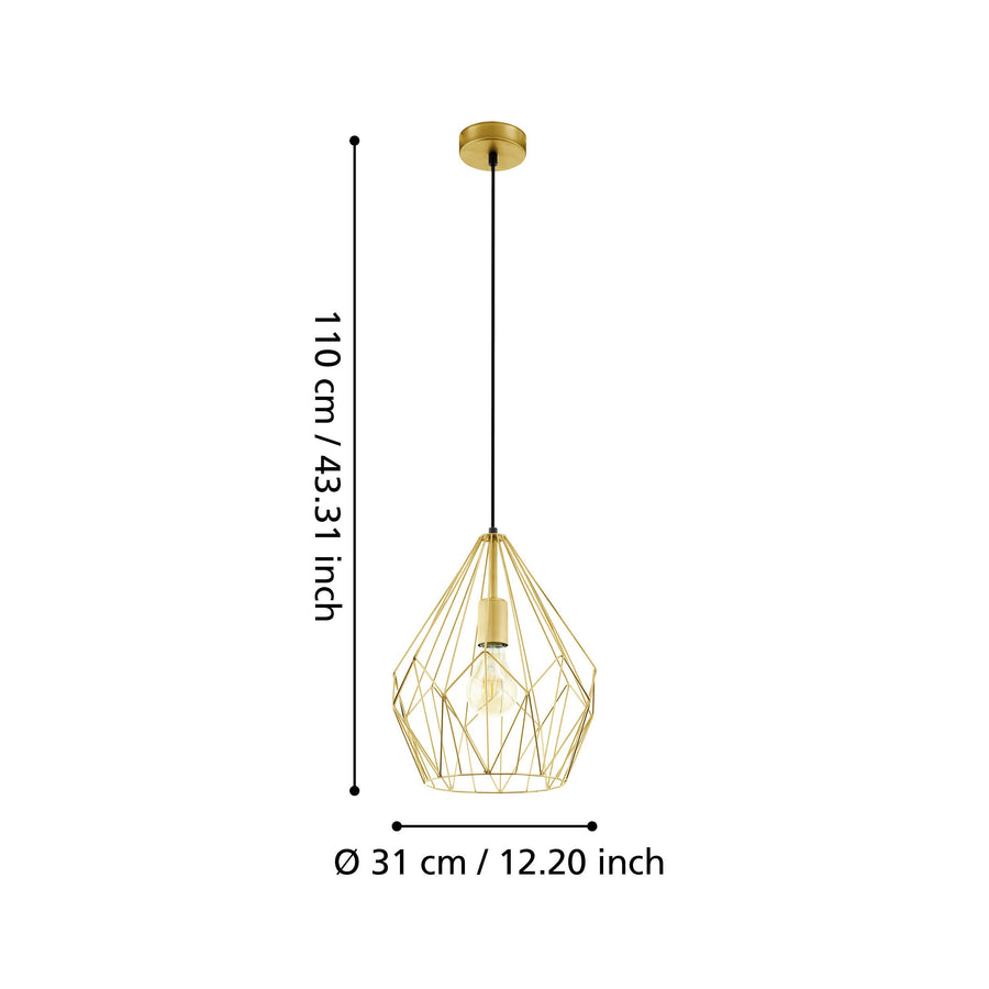 Schéma de dimensions indiquant une hauteur totale de 110 cm et un diamètre de 31 cm