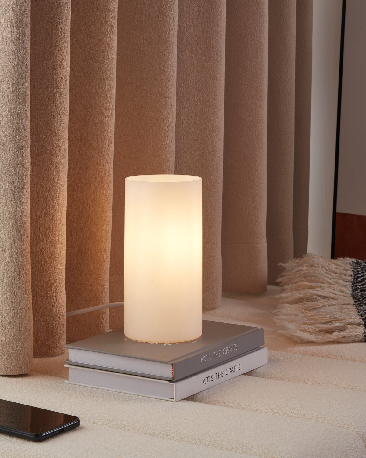 Lampe à poser Geo blanche, verre, H 20 cm (81827)