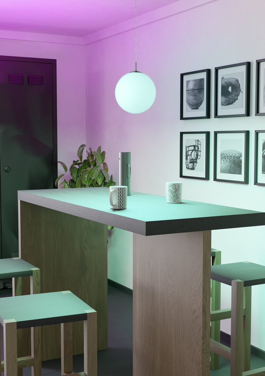 Suspension Rondo nickel satiné, verre