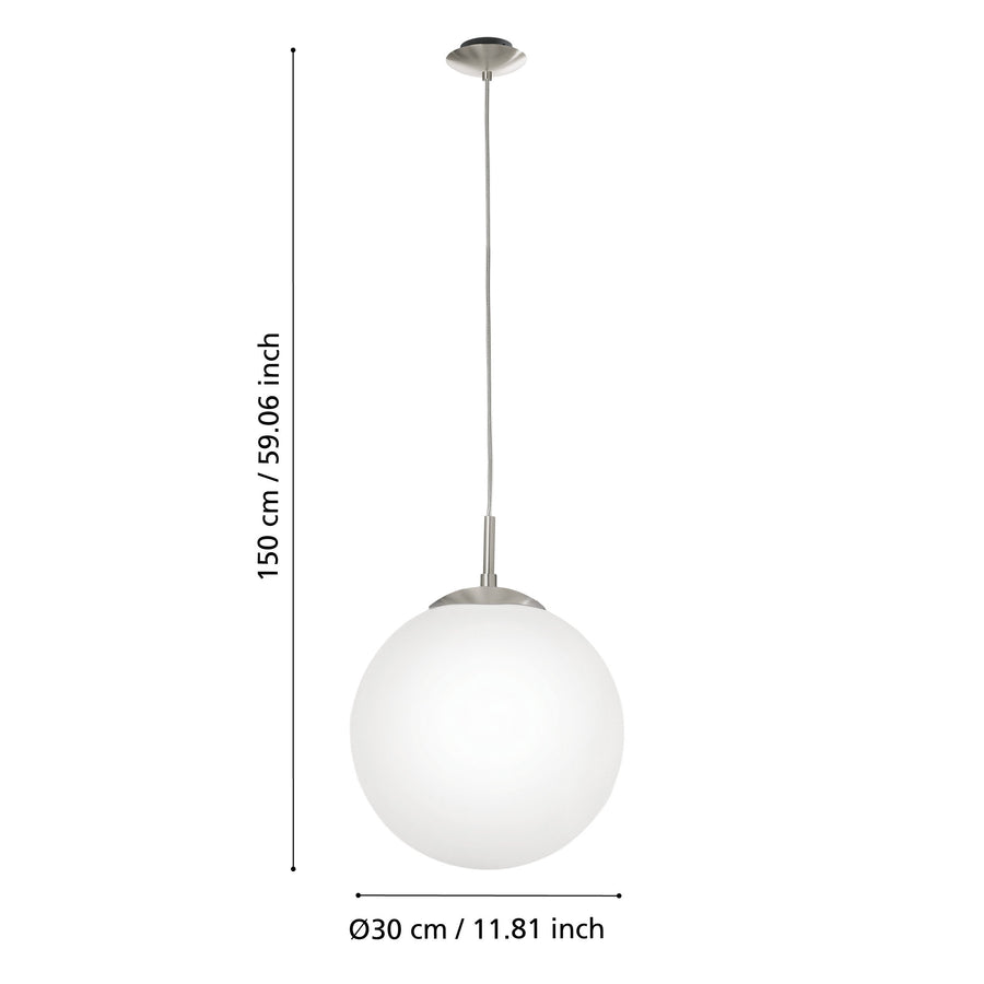 Suspension Rondo nickel satiné, verre