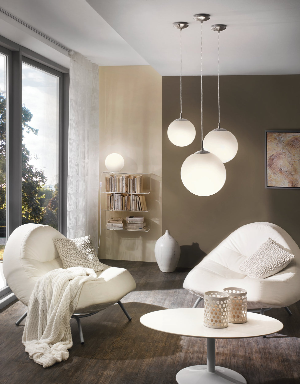 Lampe à poser Rondo blanche, verre