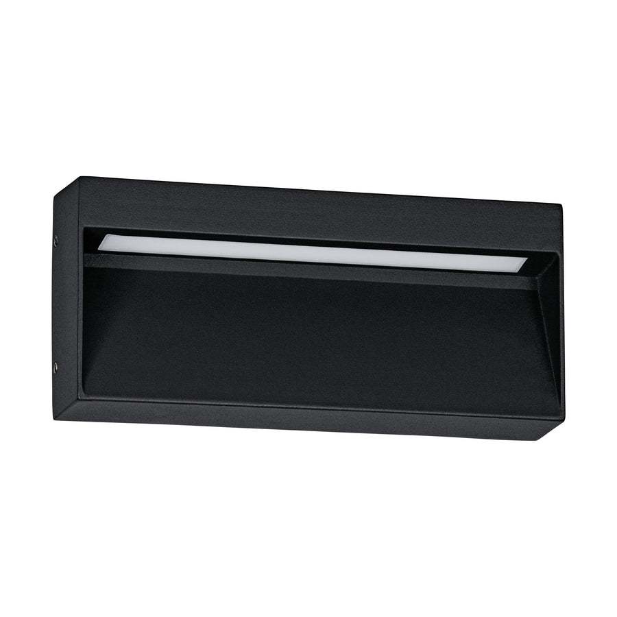 Vue rapprochée de l'applique noire montrant la fente lumineuse et le boîtier