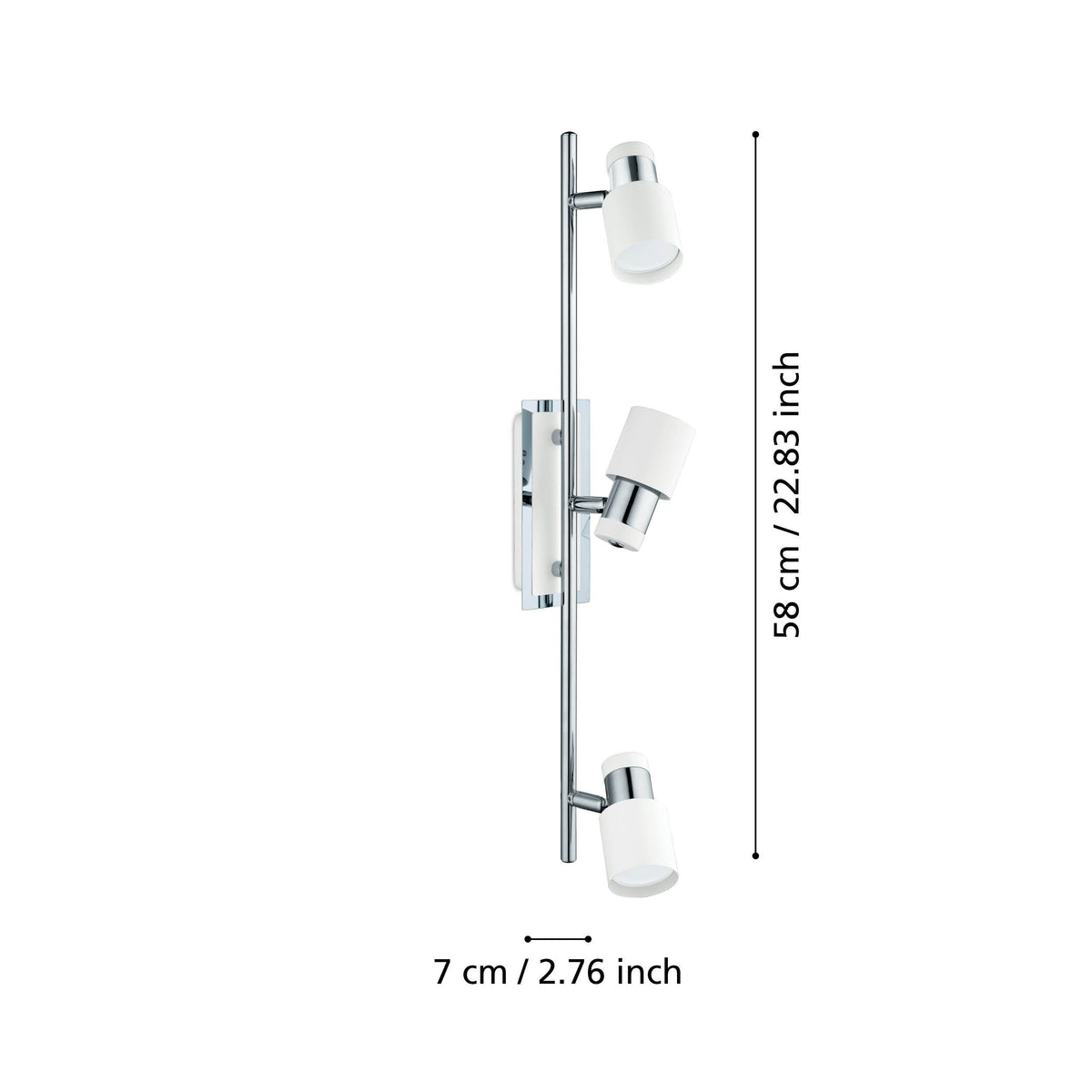 Spot Davida chromé et blanc, L 58 cm