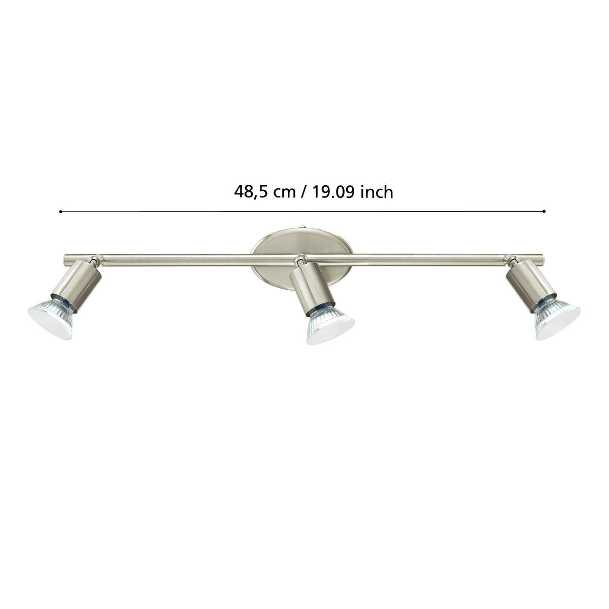 Schéma coté indiquant la longueur de 48,5 cm du luminaire