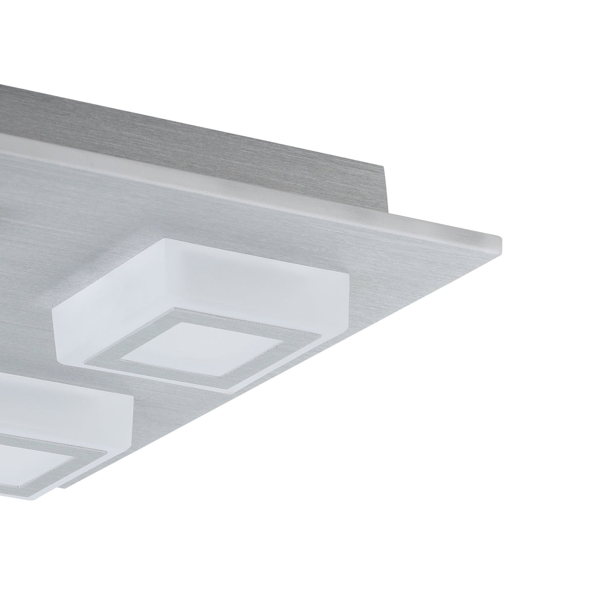 Détail de la finition aluminium brossé et des diffuseurs blancs en relief