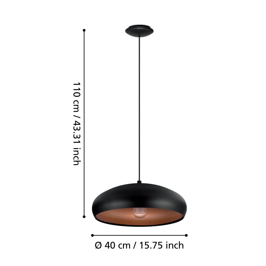 Suspension Mogano noire et cuivrée
