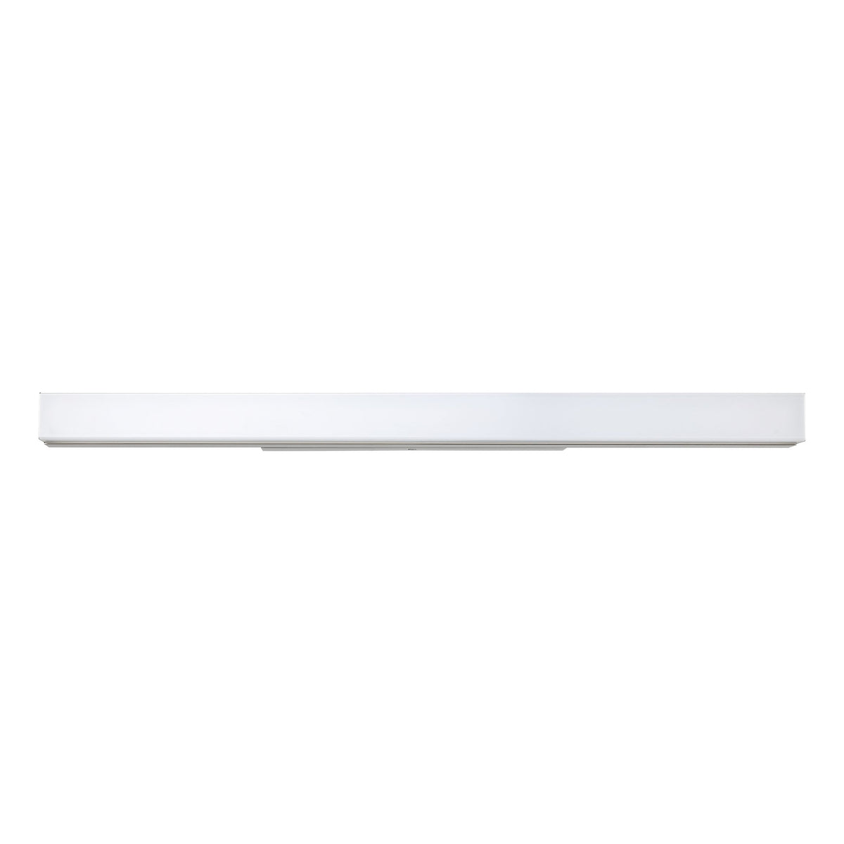 Face avant du luminaire montrant le long diffuseur blanc parfaitement uniforme