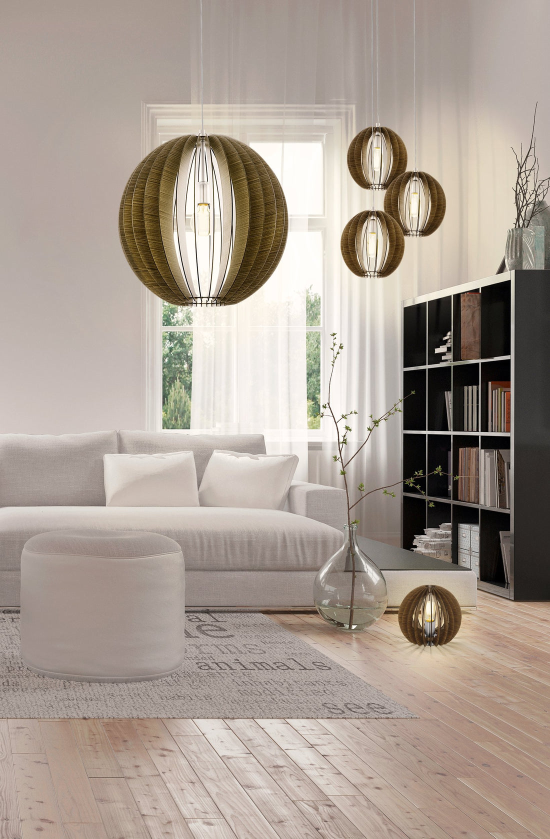 Suspension Cossano bois et marron foncé
