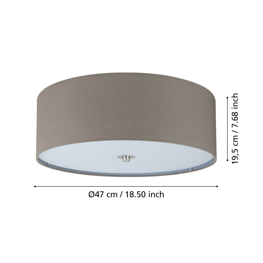 Schéma de dimensions indiquant un diamètre de 47 cm et une hauteur de 19,5 cm