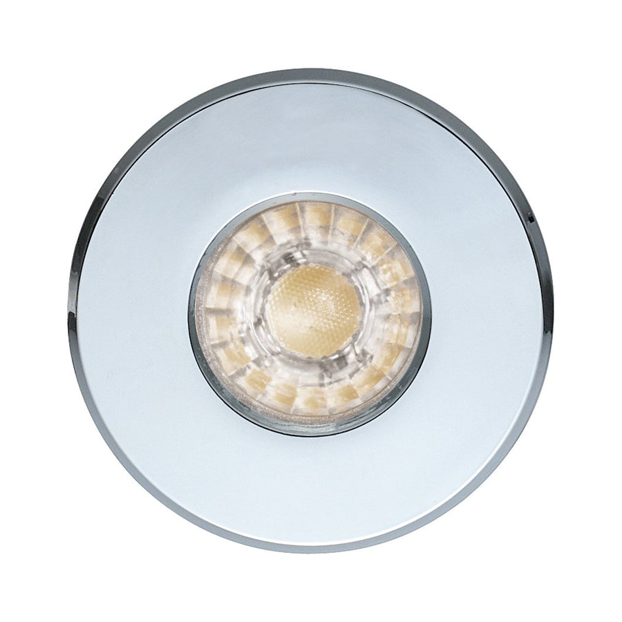 Vue de face du spot encastré avec sa lentille LED centrale transparente