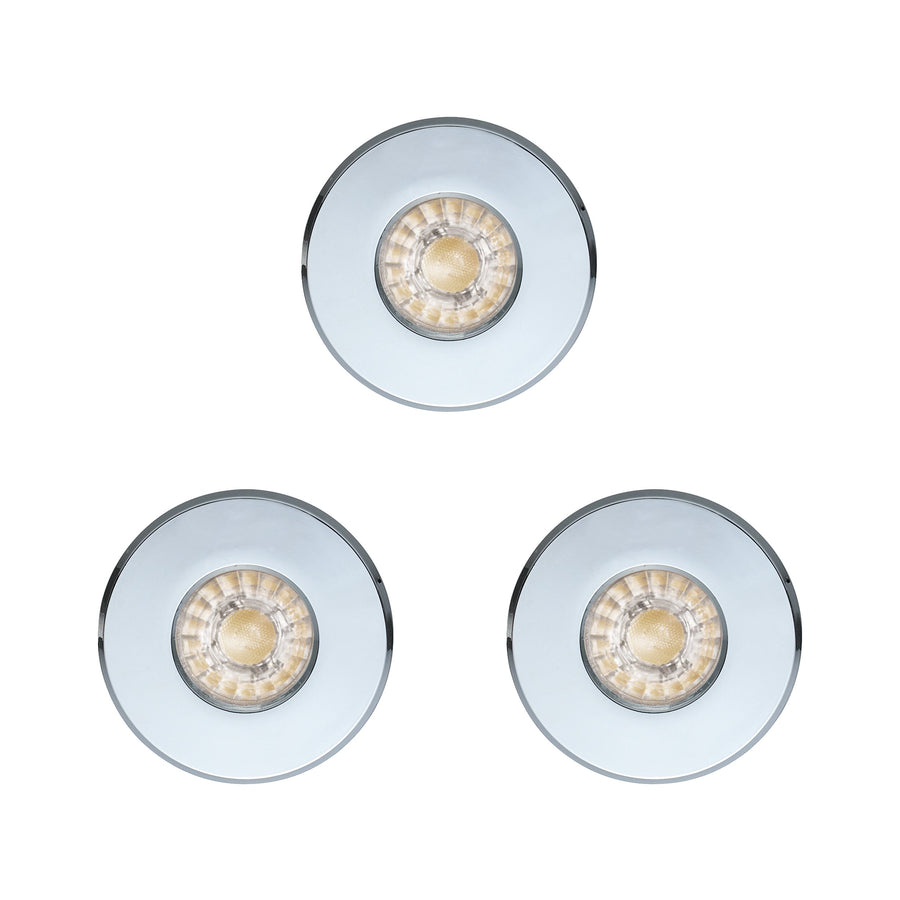 Vue de dessous des trois spots, module LED et lentille striée visibles