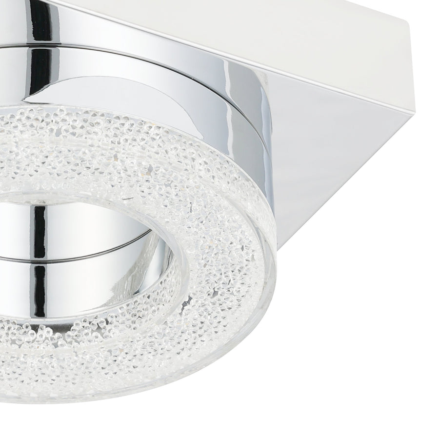 Plafonnier Fradelo chromé, cristal, L 12 cm