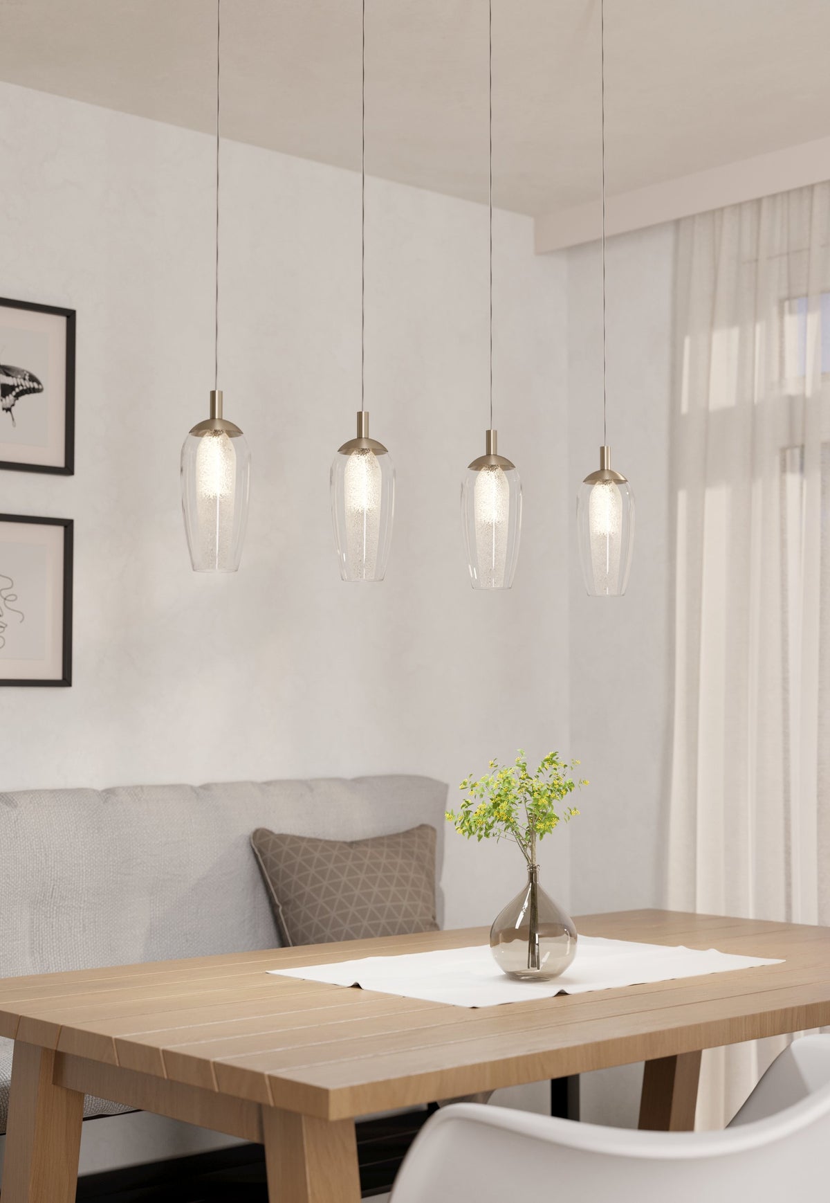Suspension Farsala nickel et noire, verre, H 110 cm (96344)