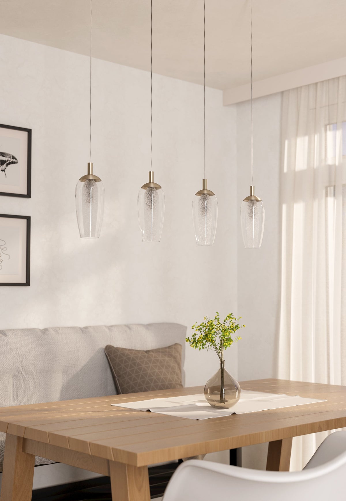 Suspension Farsala nickel et noire, verre, H 110 cm (96344)