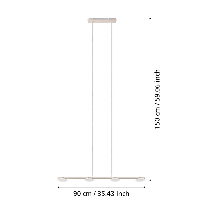 Schéma de dimensions indiquant 150 cm de hauteur et 90 cm de largeur