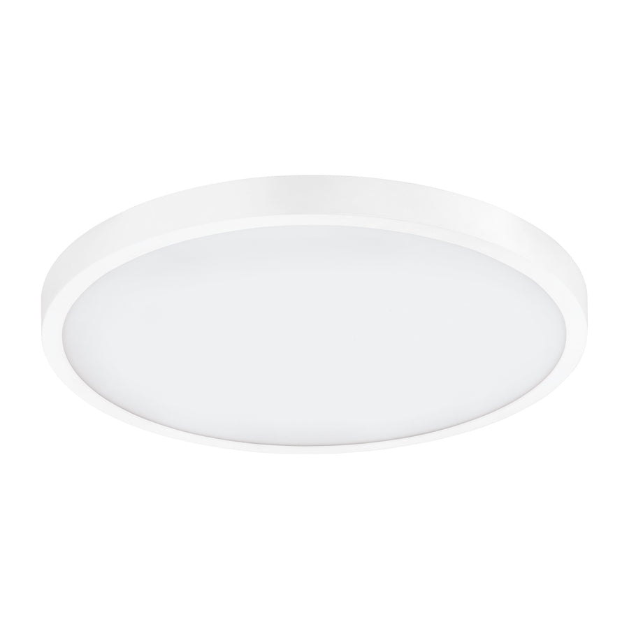 Vue en plongée révélant le faible épaisseur et le cerclage blanc du luminaire