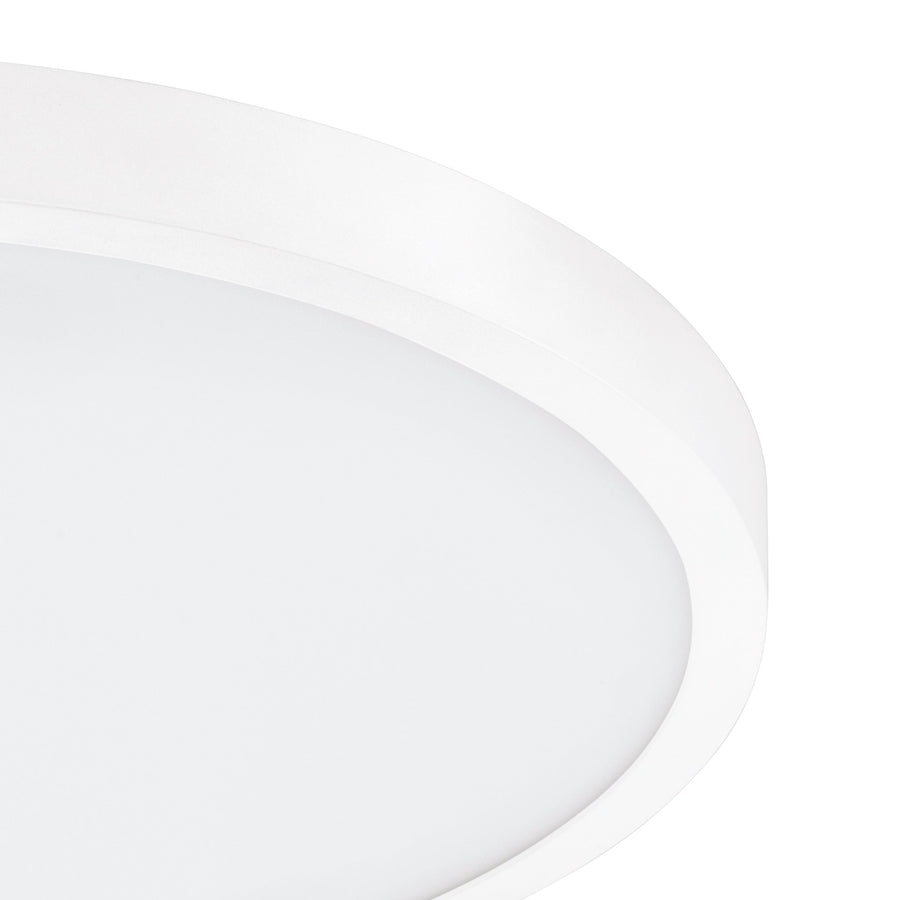 Gros plan sur le bord arrondi et la finition satinée du diffuseur blanc