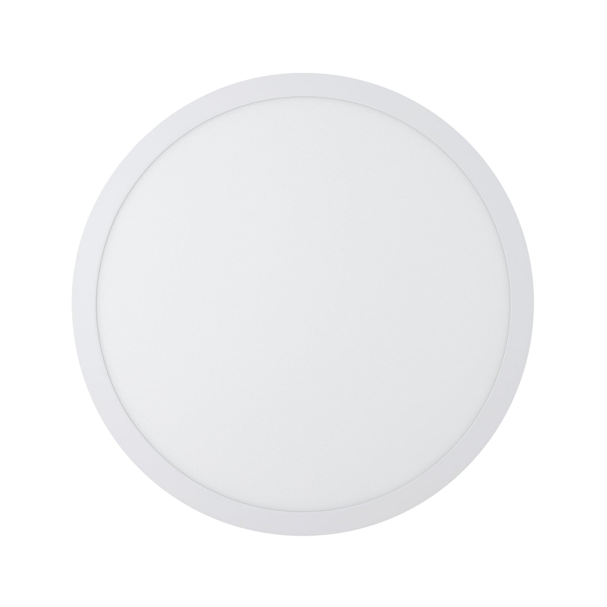 Vue de dessous du plafonnier rond blanc au diffuseur opale texturé