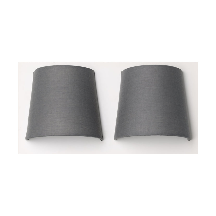 Vue de face de l'applique à deux abat-jours demi-cylindriques gris