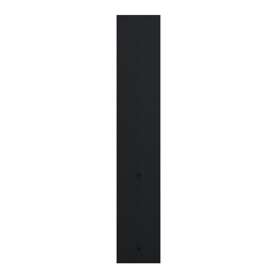 Plaque arrière noire du lampadaire avec deux trous de fixation visibles.