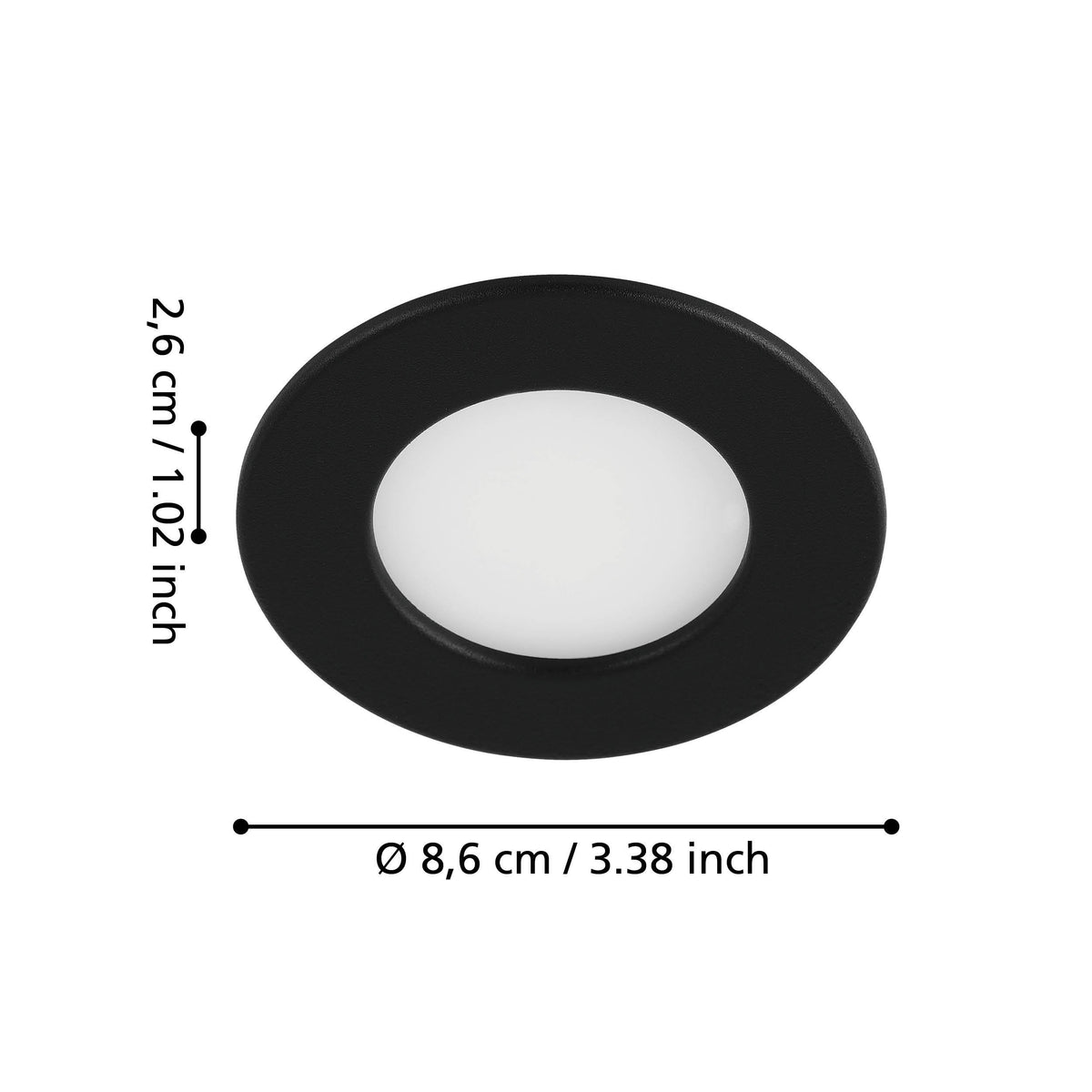 Spot encastrable Fueva 5 noir et blanc, Ø 8,6 cm (99213)