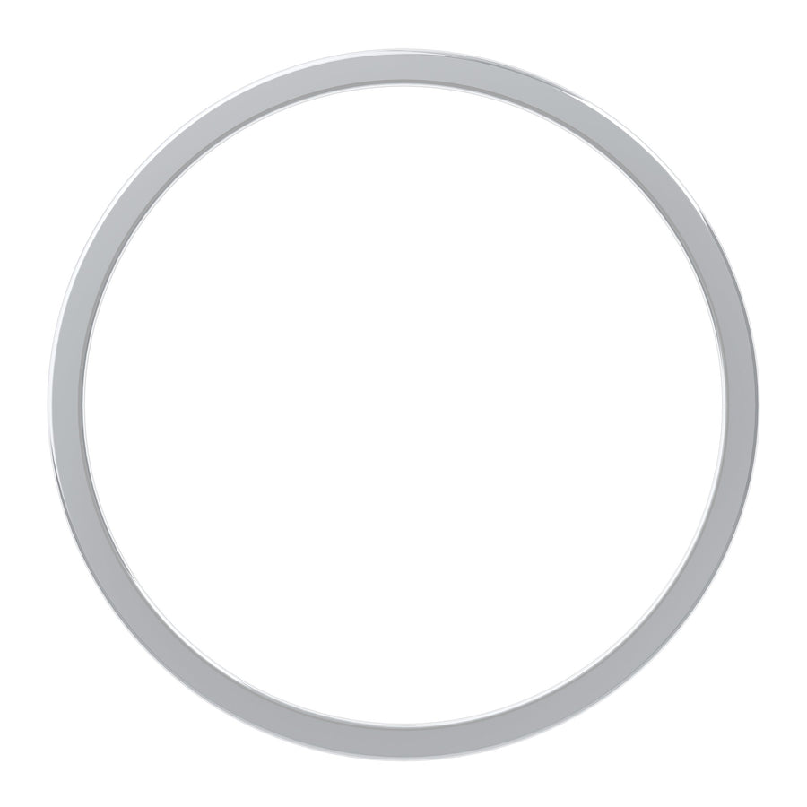 Schéma du contour circulaire du luminaire avec anneau gris sur fond blanc.
