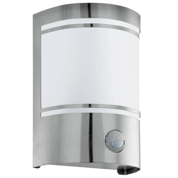 Applique extérieure Cerno inox et blanche, L 11 cm
