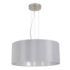 Suspension Maserlo 3 lumières grise et argentée, tissu