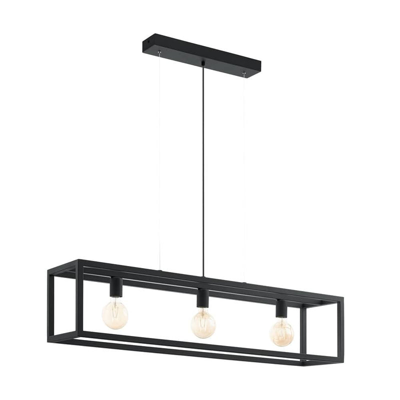 Suspension Elswick 3 lumières noire