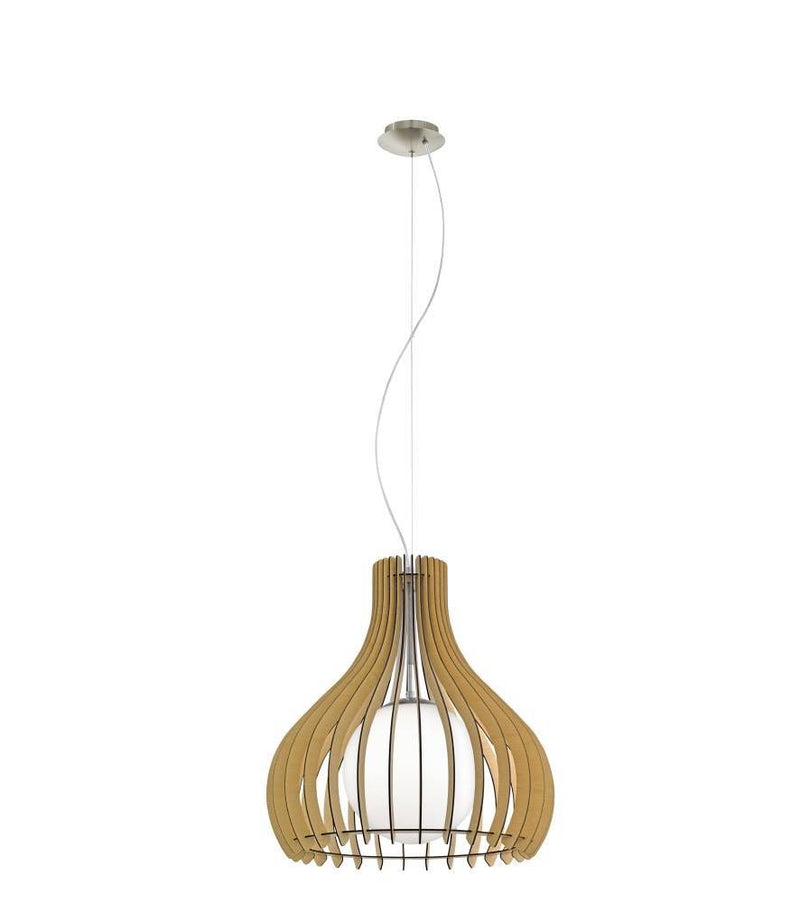 Suspension Tindori nickel satiné et blanche, Ø 150 cm