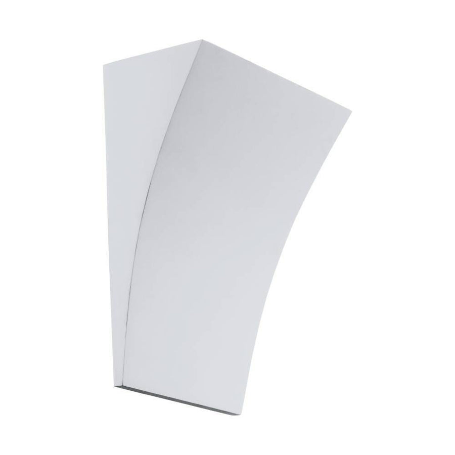 Vue de face de l'applique blanche, panneau rectangulaire légèrement incliné aux bords droits