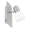 Spot Enea nickel et blanc mat, verre, L 19 cm