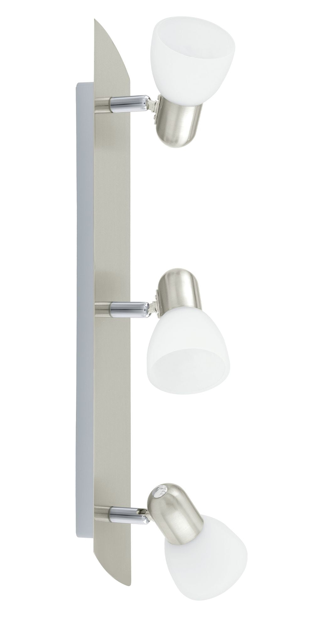Spot Enea nickel et blanc mat, verre, L 50 cm
