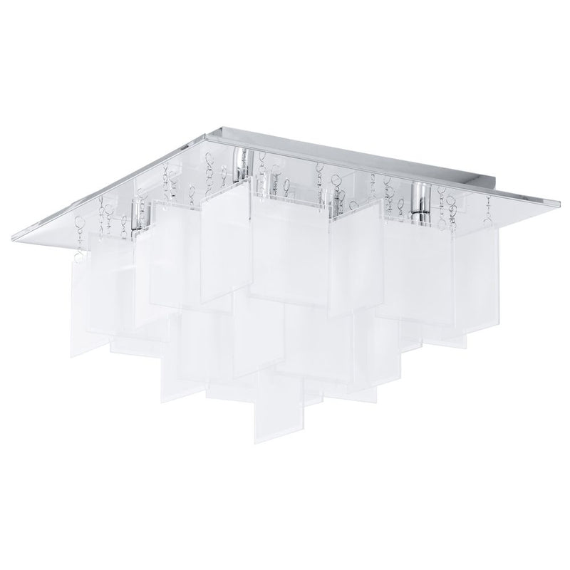 Plafonnier Condrada 1 chromé et blanc, verre