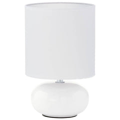 Lampe à poser Trondio blanche, tissu