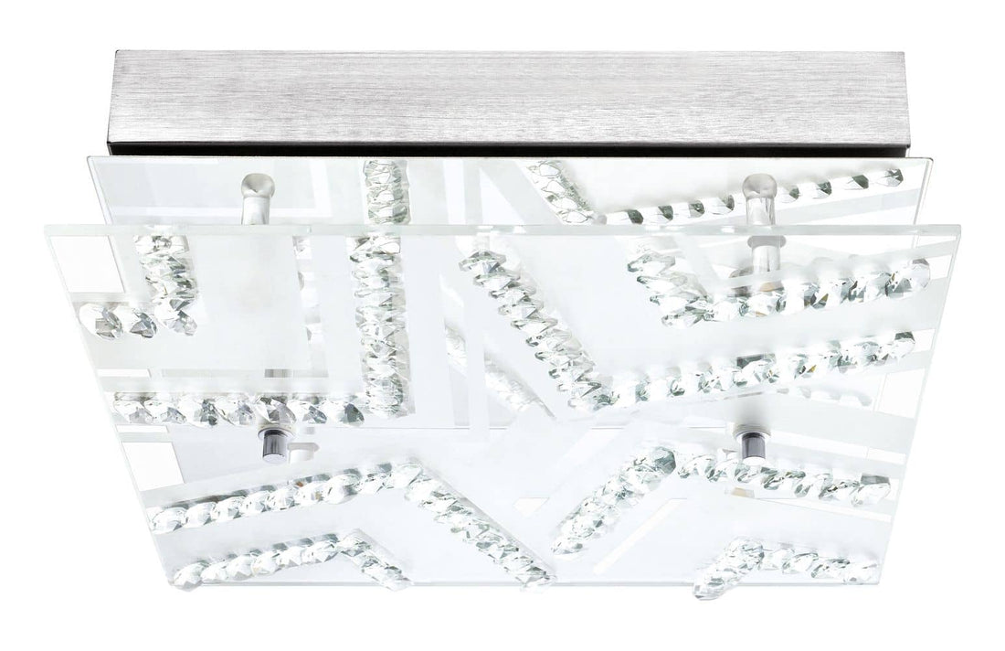 Plafonnier Verdesca chromé et blanc, cristal (93921)