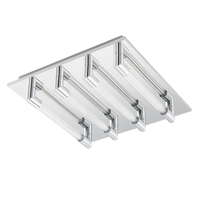 Plafonnier Velarde chromé, verre, L 32 cm