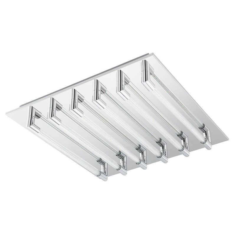 Plafonnier Velarde chromé, verre, L 47 cm