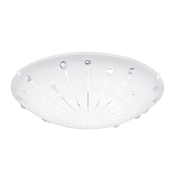 Plafonnier Margitta 1 blanc et transparent, cristal