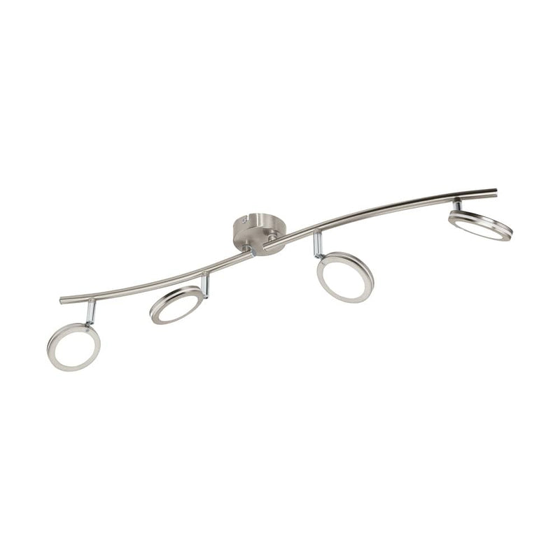 Spot Karystos nickel et blanc, L 70 cm