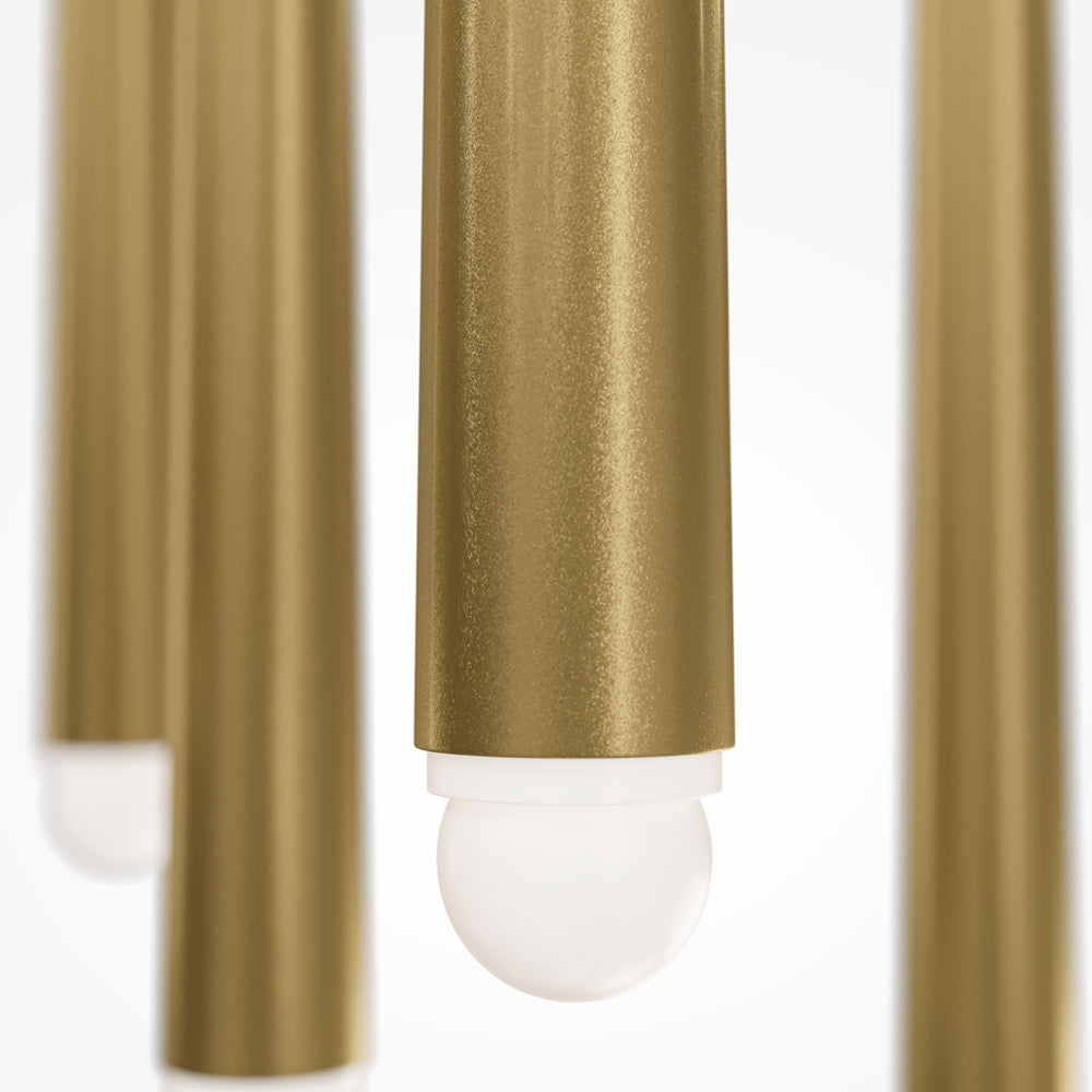 Gold pendant light cascade
