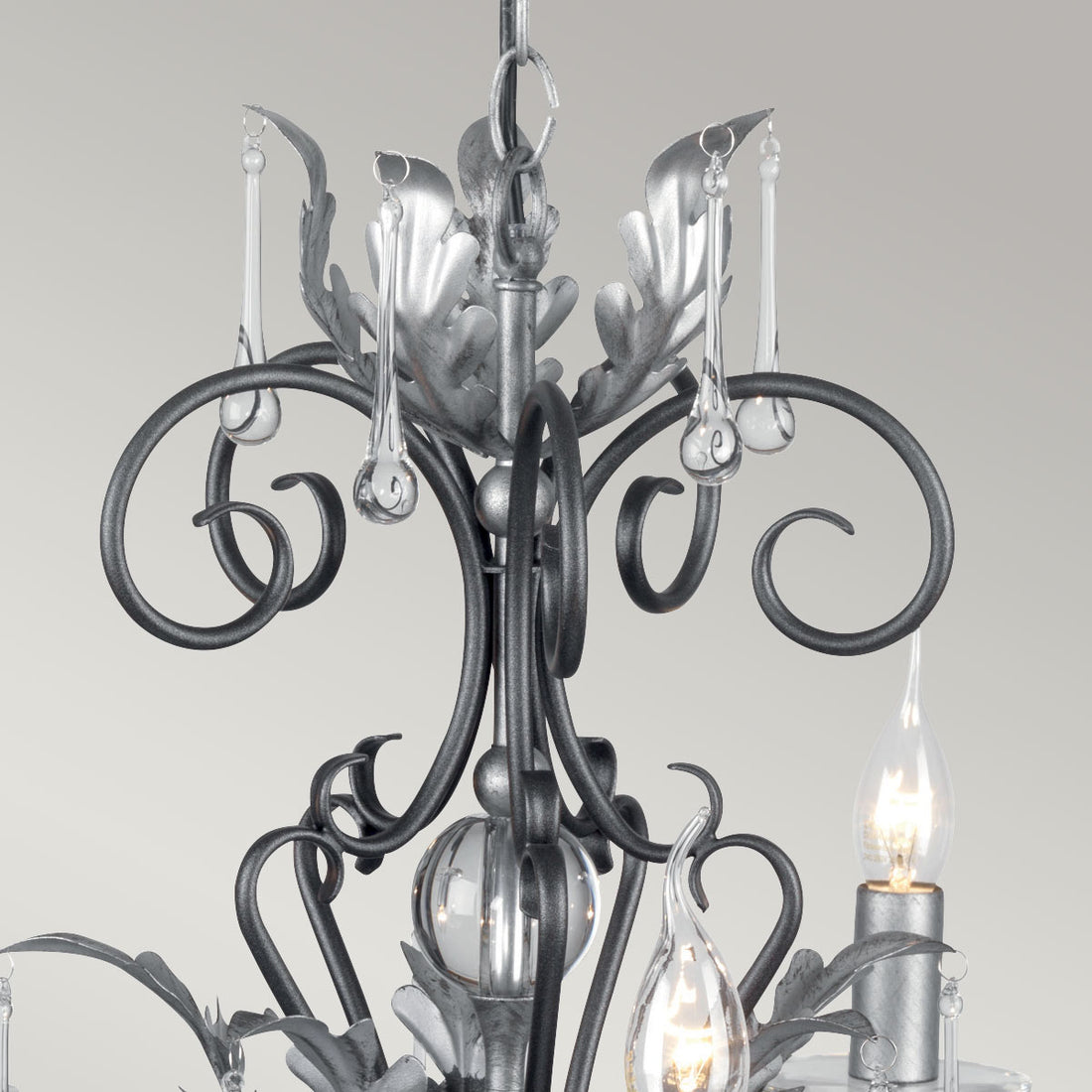 Lustre Amarilli 5 lumières noir et argenté