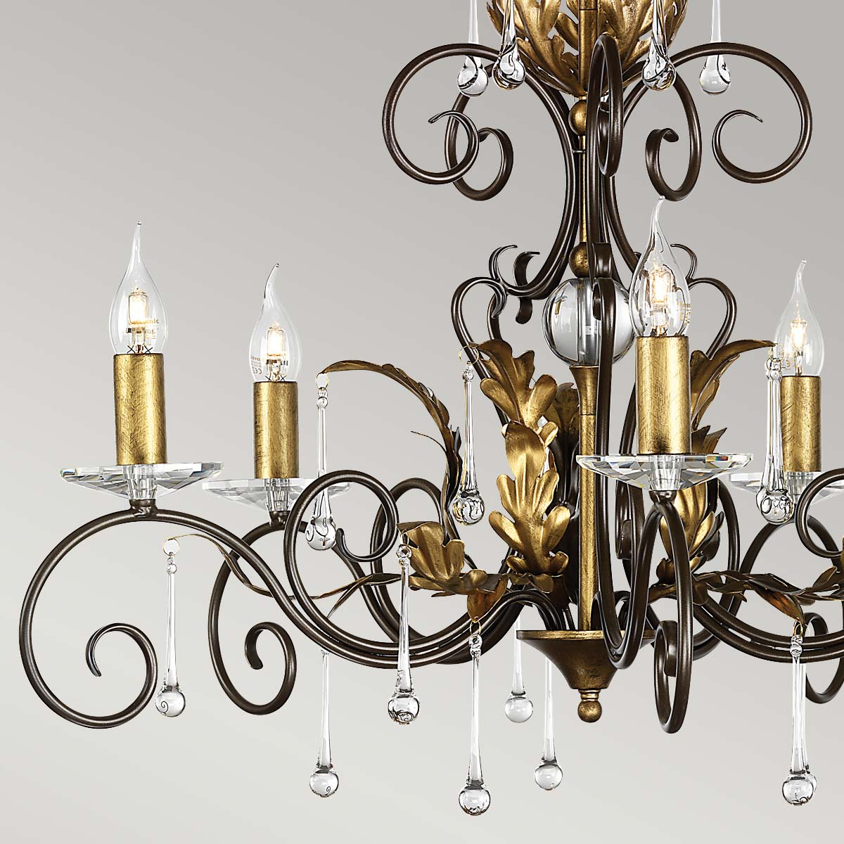 Lustre Amarilli 5 lumières bronze et doré