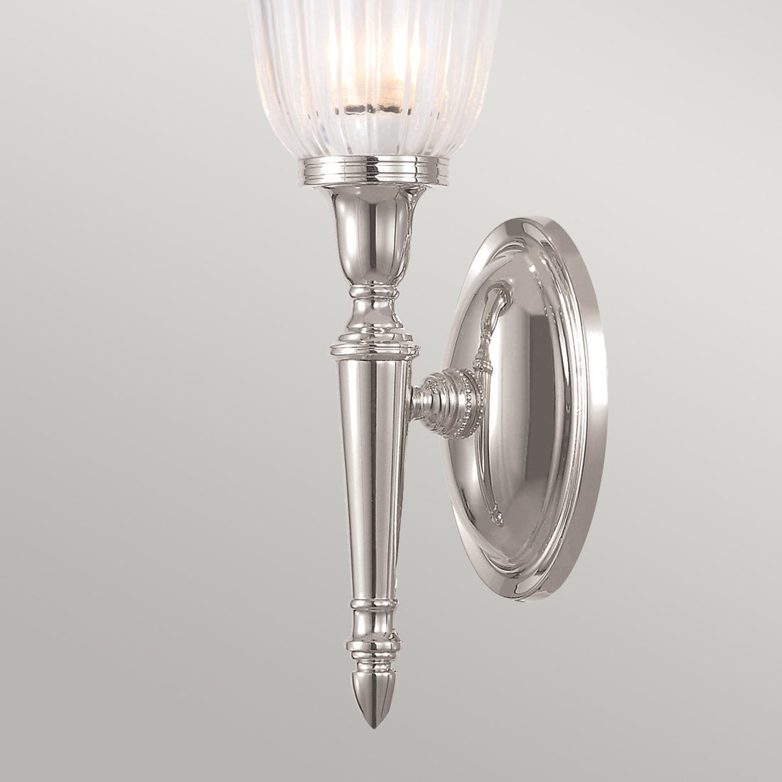 Applique murale Dryden nickel poli, verre, H 33 cm