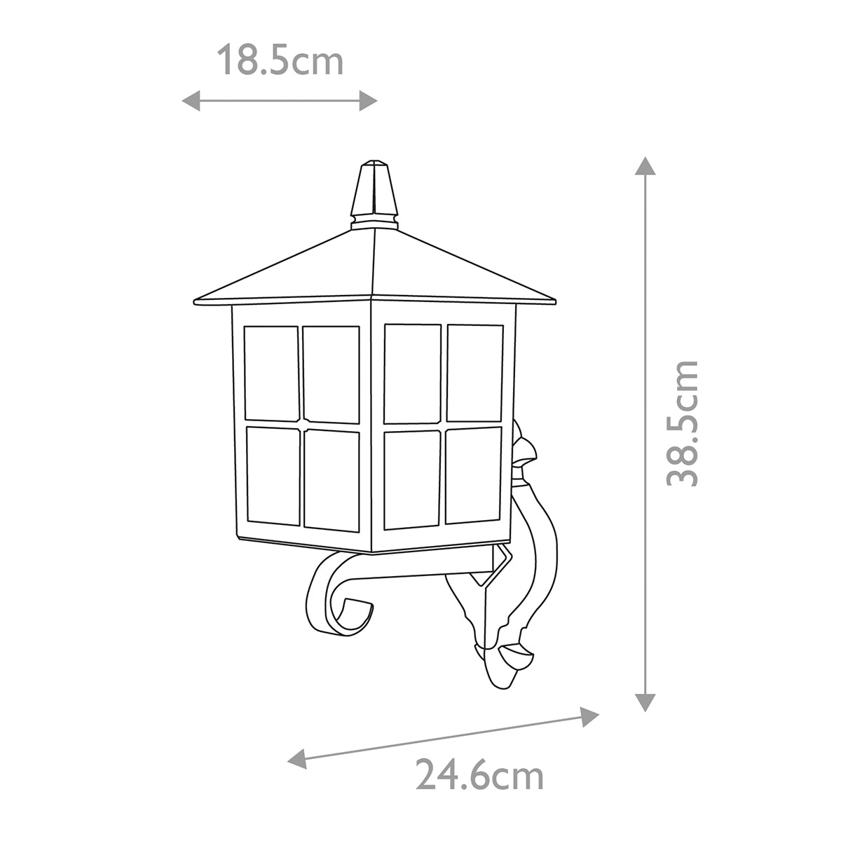 Schéma technique coté présentant les dimensions de l'applique murale.